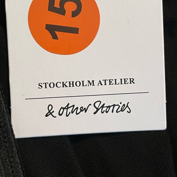 & Other Stories Stockholm Atelier Flare Trousers Black Crepe Knit Pull-On Split - Picture 8 of 13